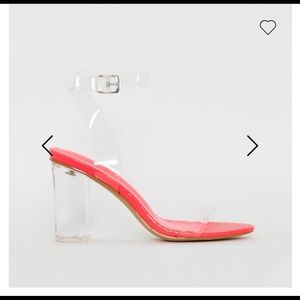 Snake Print Clear Block Heels